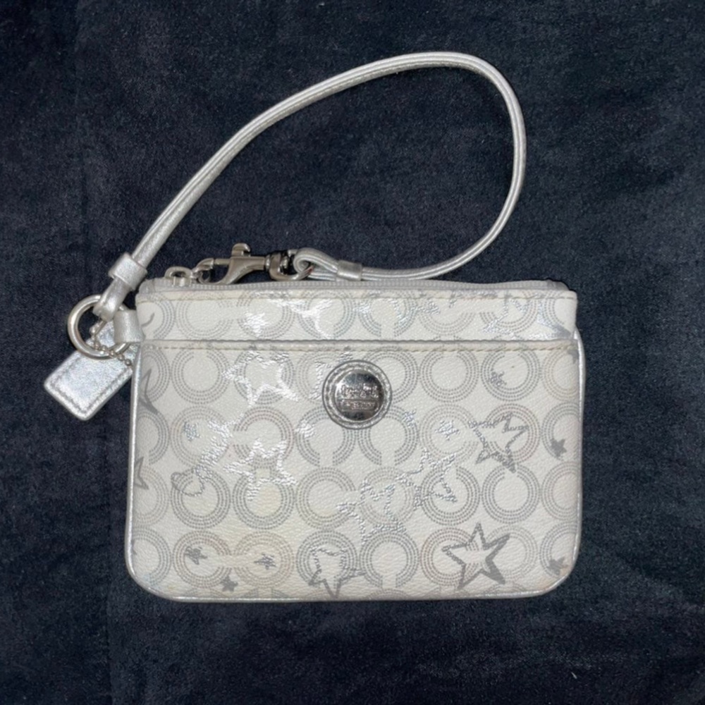Coach White and Silver Star Wristlet